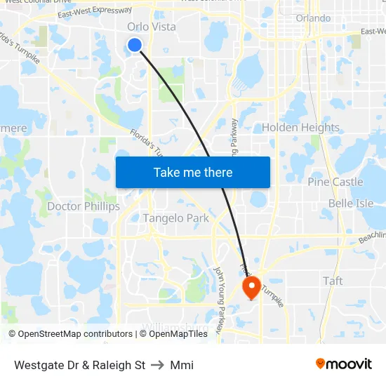 Westgate Dr & Raleigh St to Mmi map
