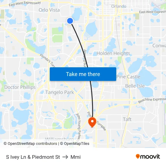 S Ivey Ln & Piedmont St to Mmi map