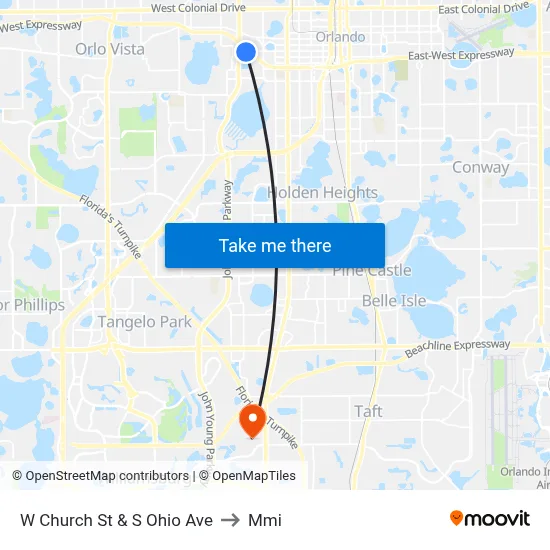 W Church St & S Ohio Ave to Mmi map