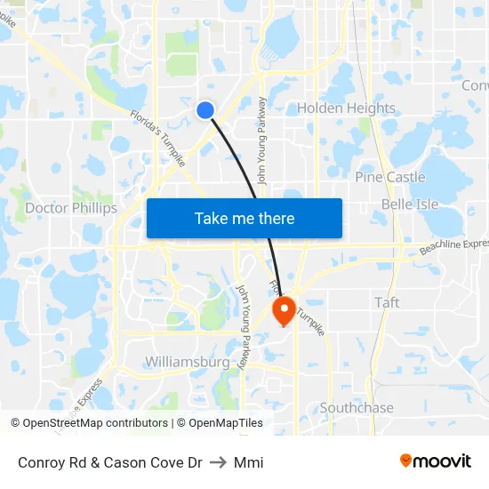 Conroy Rd & Cason Cove Dr to Mmi map