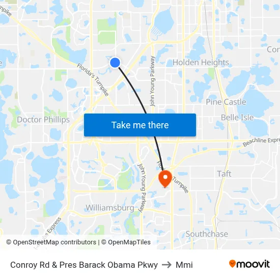 Conroy Rd & Pres Barack Obama Pkwy to Mmi map