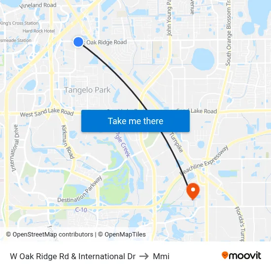 W Oak Ridge Rd & International Dr to Mmi map