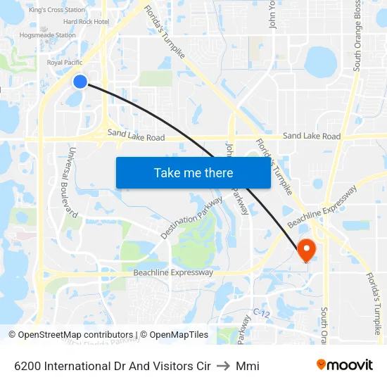 6200 International Dr & Visitors Cir to Mmi map
