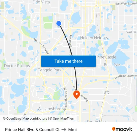 Prince Hall Blvd & Councill Ct to Mmi map