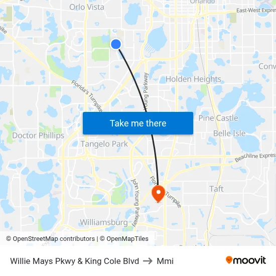 Willie Mays Pkwy & King Cole Blvd to Mmi map