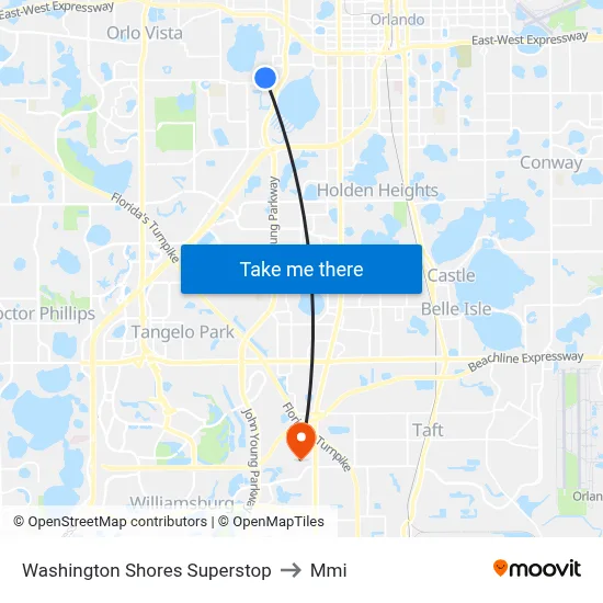 Washington Shores Superstop to Mmi map