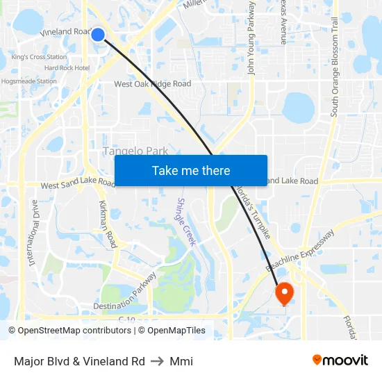 Major Blvd & Vineland Rd to Mmi map