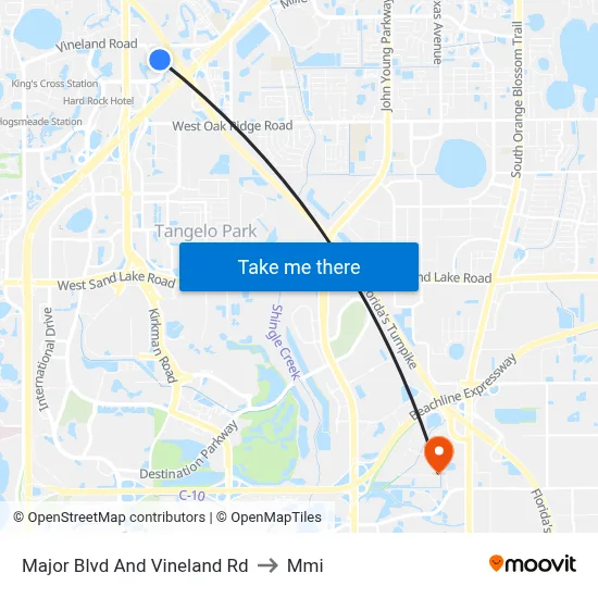 Major Blvd And Vineland Rd to Mmi map