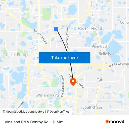 Vineland Rd & Conroy Rd to Mmi map