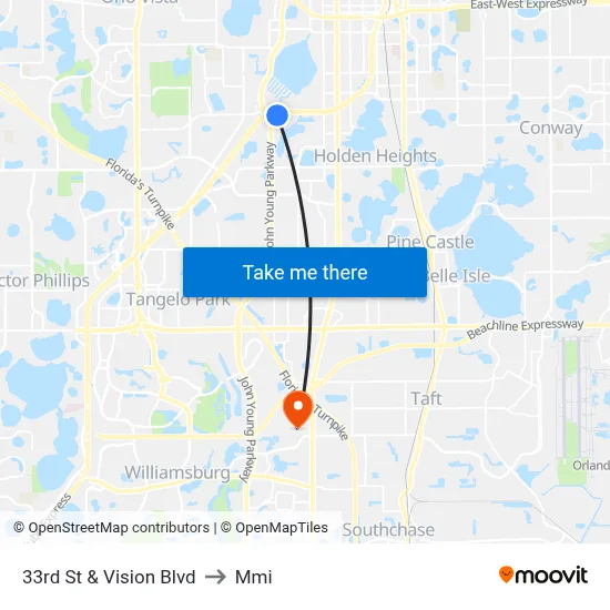 33rd St & Vision Blvd to Mmi map