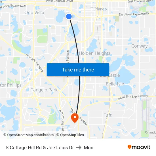 S Cottage Hill Rd & Joe Louis Dr to Mmi map