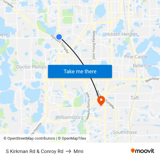S Kirkman Rd & Conroy Rd to Mmi map