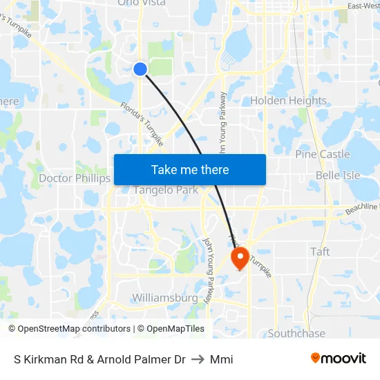 S Kirkman Rd & Arnold Palmer Dr to Mmi map