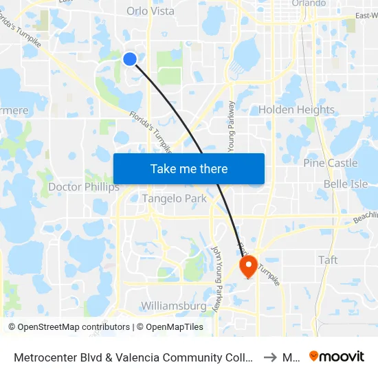 Metrocenter Blvd & Valencia Community College Dr to Mmi map