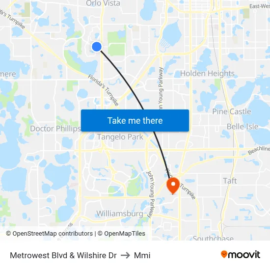 Metrowest Blvd & Wilshire Dr to Mmi map