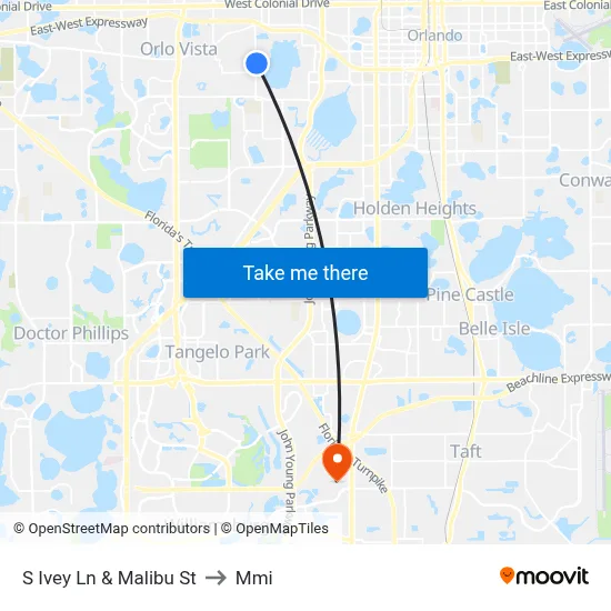 S Ivey Ln & Malibu St to Mmi map