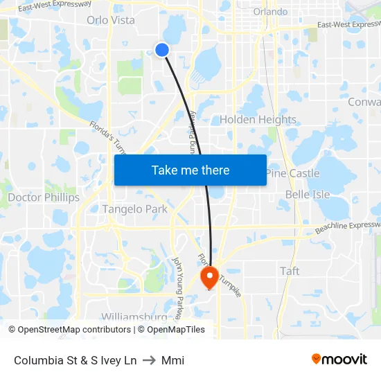 Columbia St & S Ivey Ln to Mmi map
