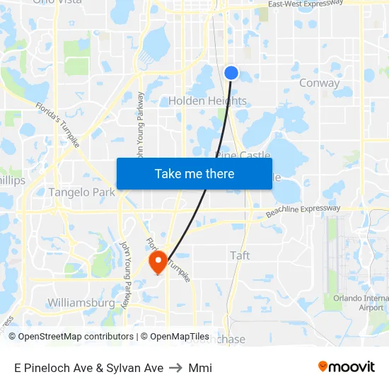 E Pineloch Ave & Sylvan Ave to Mmi map