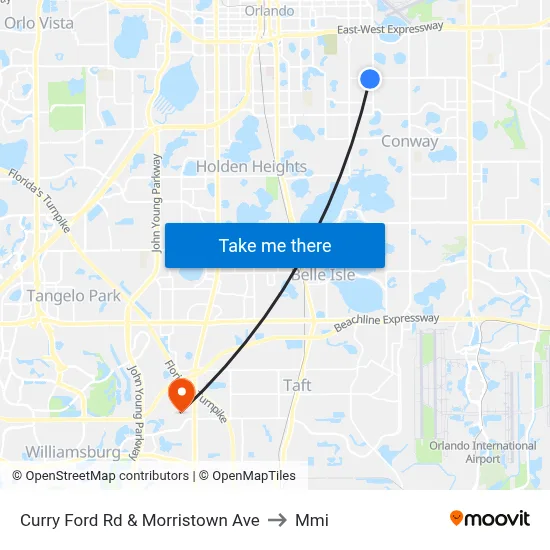 Curry Ford Rd & Morristown Ave to Mmi map