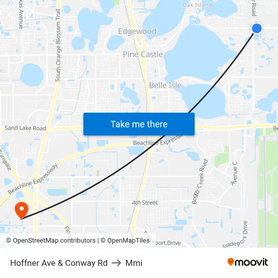 Hoffner Ave & Conway Rd to Mmi map