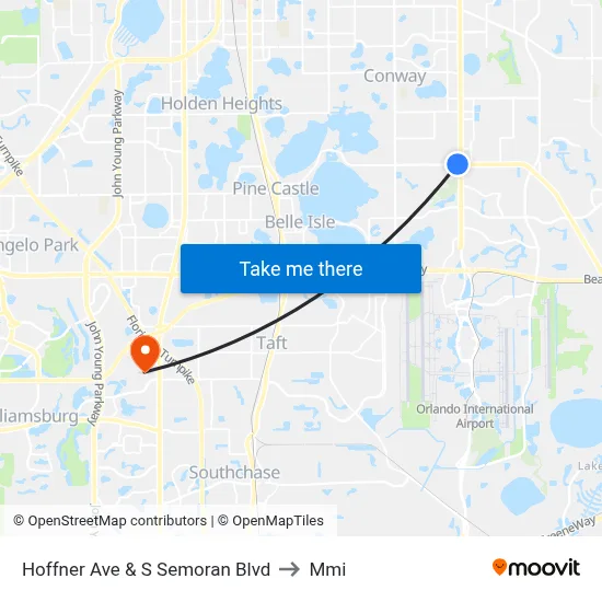 Hoffner Ave & S Semoran Blvd to Mmi map