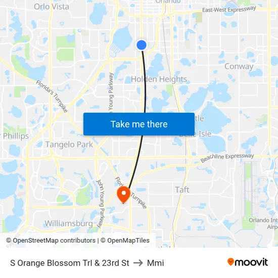 S Orange Blossom Trl & 23rd St to Mmi map