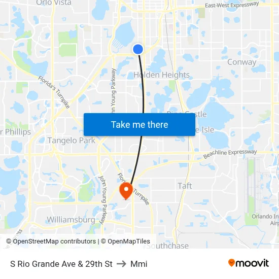 S Rio Grande Ave & 29th St to Mmi map