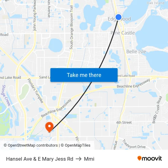 Hansel Ave & E Mary Jess Rd to Mmi map