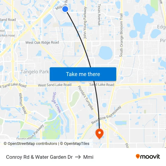 Conroy Rd & Water Garden Dr to Mmi map