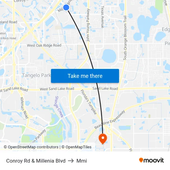 Conroy Rd & Millenia Blvd to Mmi map