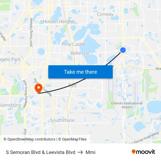 S Semoran Blvd & Leevista Blvd to Mmi map