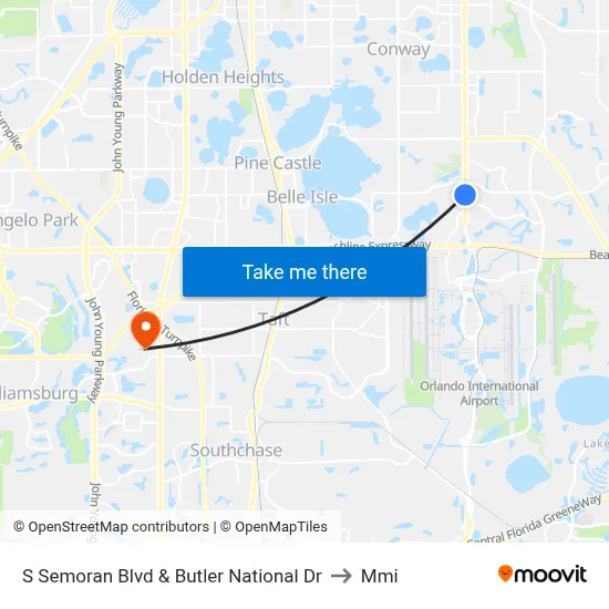 S Semoran Blvd & Butler National Dr to Mmi map