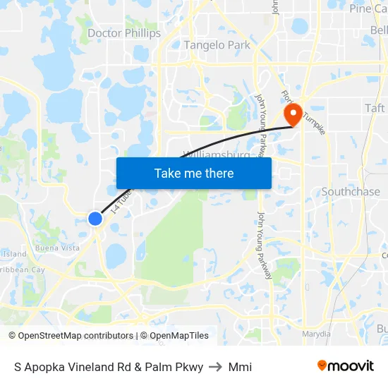 S Apopka Vineland Rd & Palm Pkwy to Mmi map