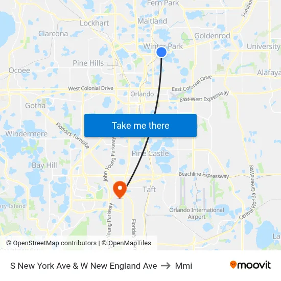 S New York Ave & W New England Ave to Mmi map