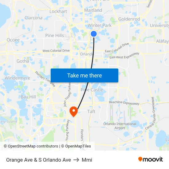 Orange Ave & S Orlando Ave to Mmi map