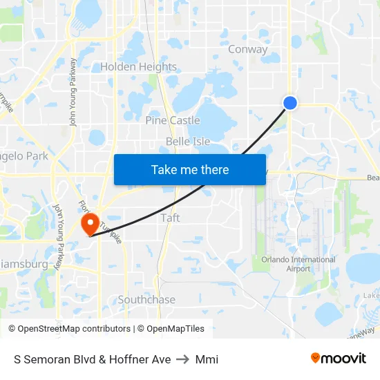 S Semoran Blvd & Hoffner Ave to Mmi map