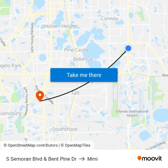 S Semoran Blvd & Bent Pine Dr to Mmi map