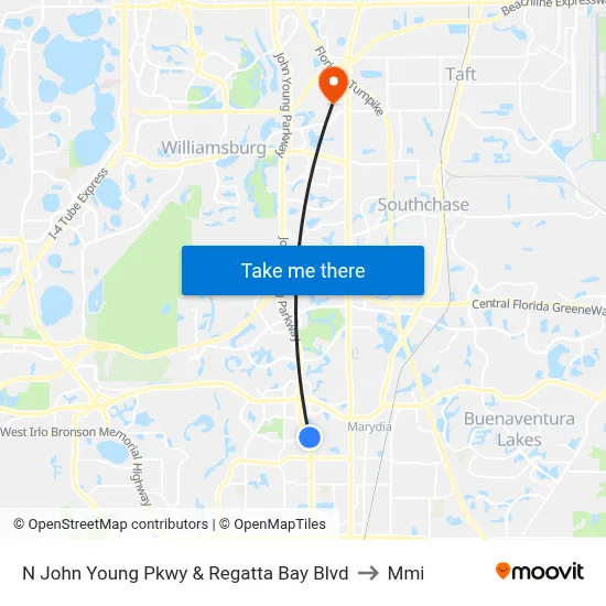 N John Young Pkwy & Regatta Bay Blvd to Mmi map
