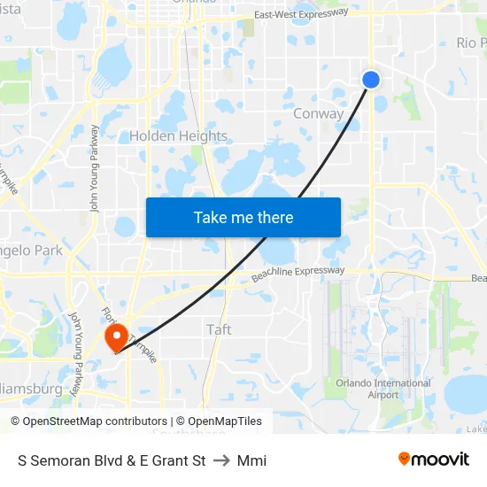 S Semoran Blvd & E Grant St to Mmi map
