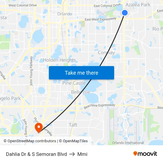 Dahlia Dr & S Semoran Blvd to Mmi map