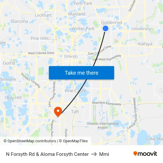 N Forsyth Rd & Aloma Forsyth Center to Mmi map