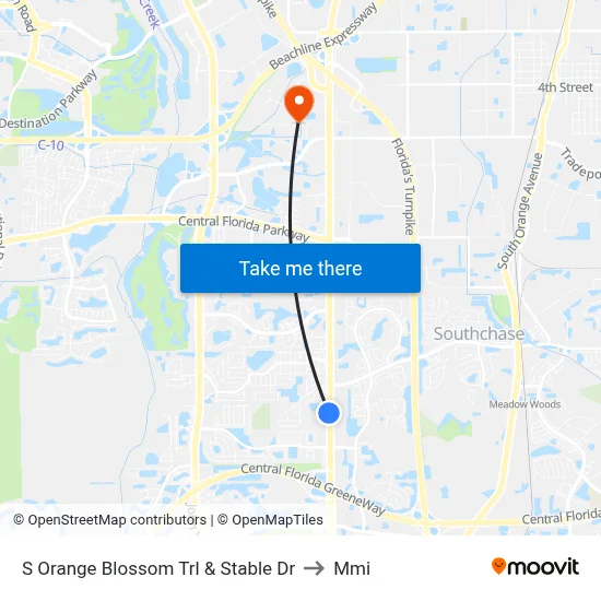 S Orange Blossom Trl & Stable Dr to Mmi map