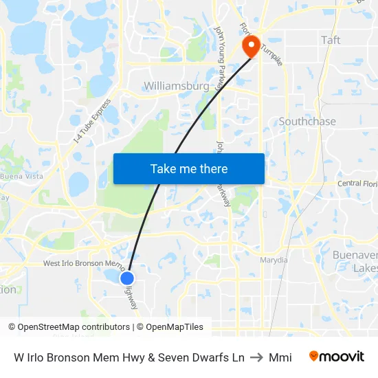 W Irlo Bronson Mem Hwy & Seven Dwarfs Ln to Mmi map