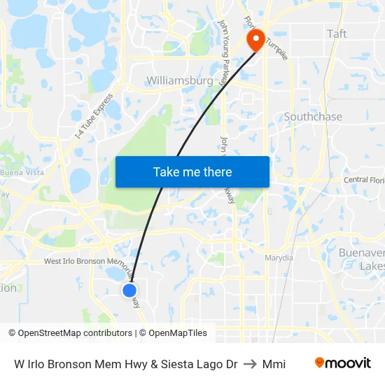 W Irlo Bronson Mem Hwy & Siesta Lago Dr to Mmi map
