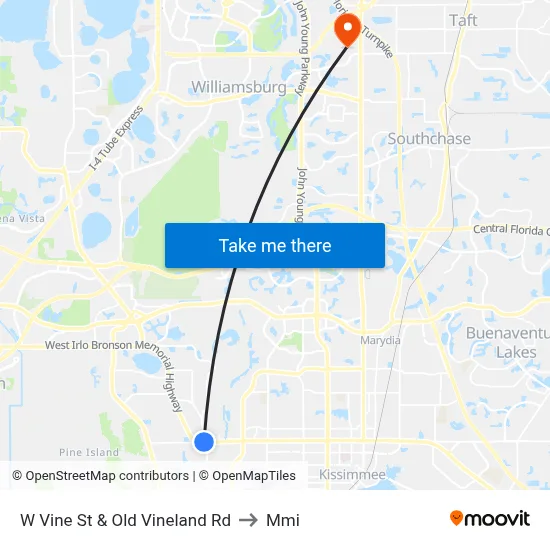W Vine St & Old Vineland Rd to Mmi map