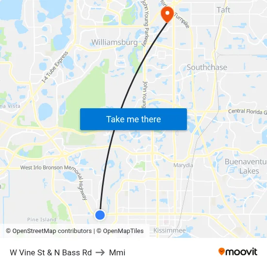 W Vine St & N Bass Rd to Mmi map