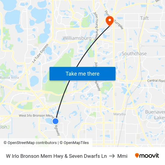 W Irlo Bronson Mem Hwy & Seven Dwarfs Ln to Mmi map