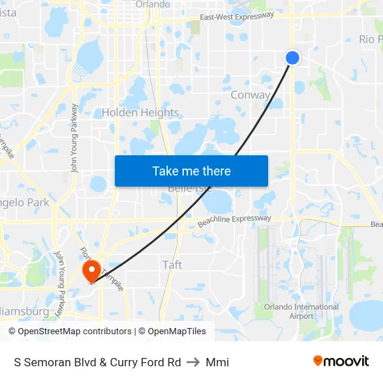 S Semoran Blvd & Curry Ford Rd to Mmi map