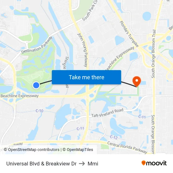 Universal Blvd & Breakview Dr to Mmi map