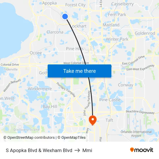 S Apopka Blvd & Wexham Blvd to Mmi map